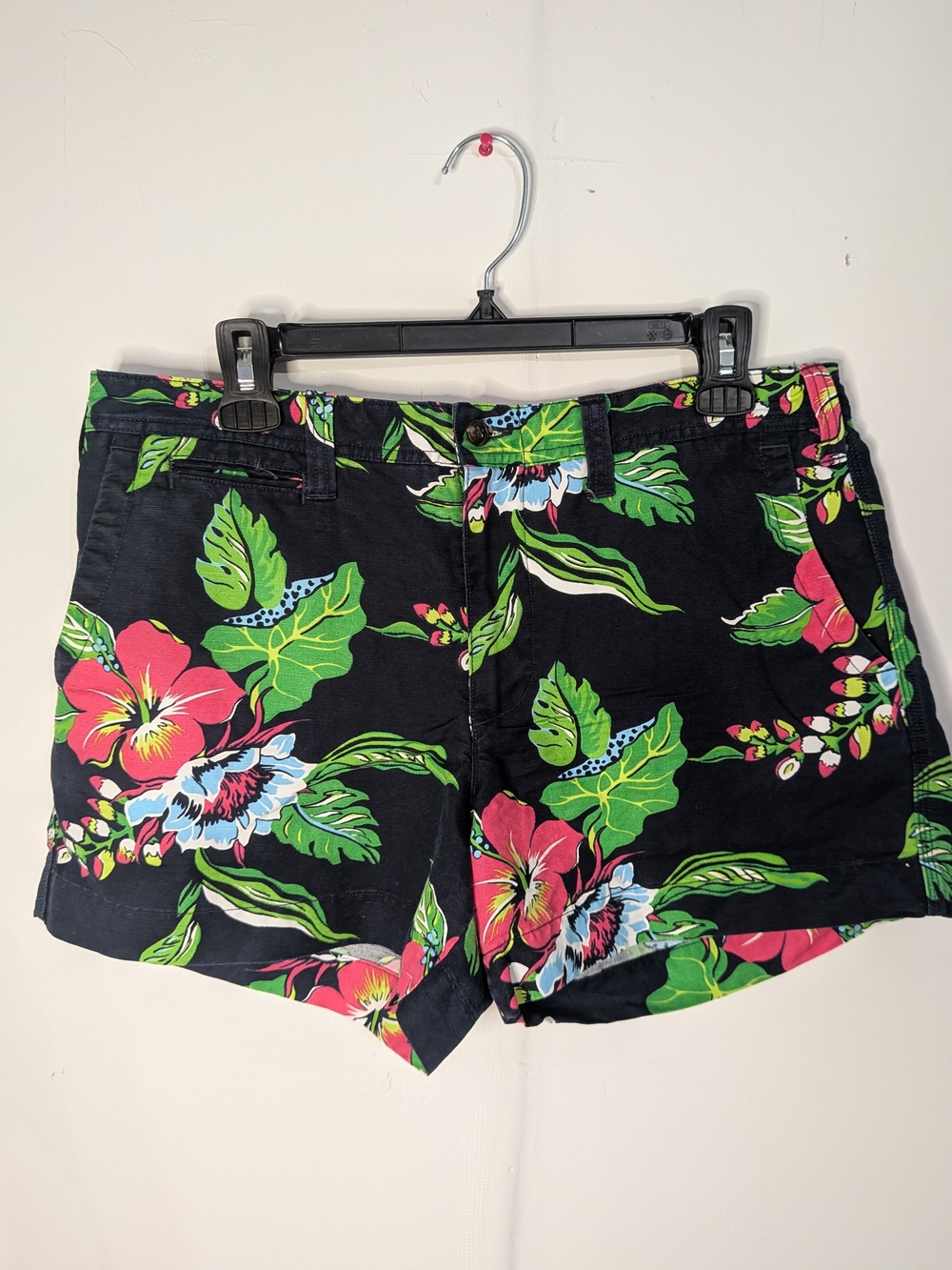Polo Ralph Lauren Women's Navy Tropical Floral Chino Shorts Size 10 Pockets